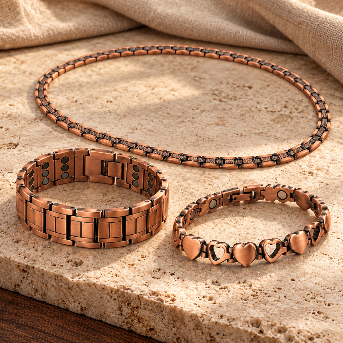 His & Hers bundle: Classic Auren Link, Heart-Link and Textured Link necklace