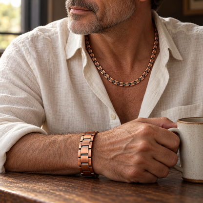 Classic Auren Link bracelet and Textured Link necklace worn together
