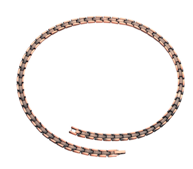 Textured Link necklace — copper-tone links with textured centre detailing